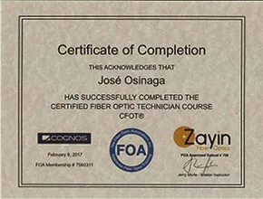 Certificado FOA